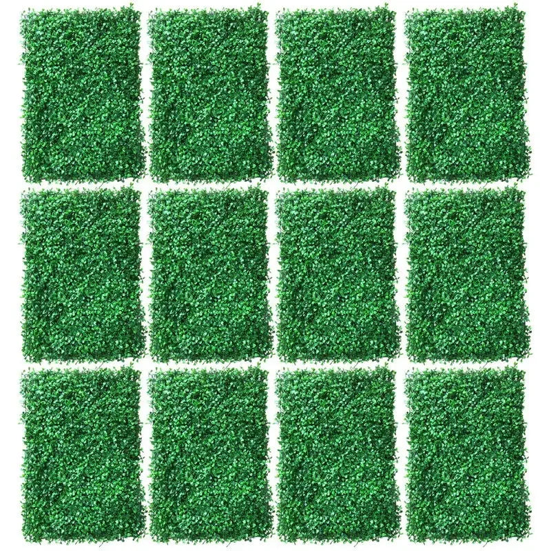 12-Piece Artificial Boxwood Hedge Panels, 60 × 40 cm