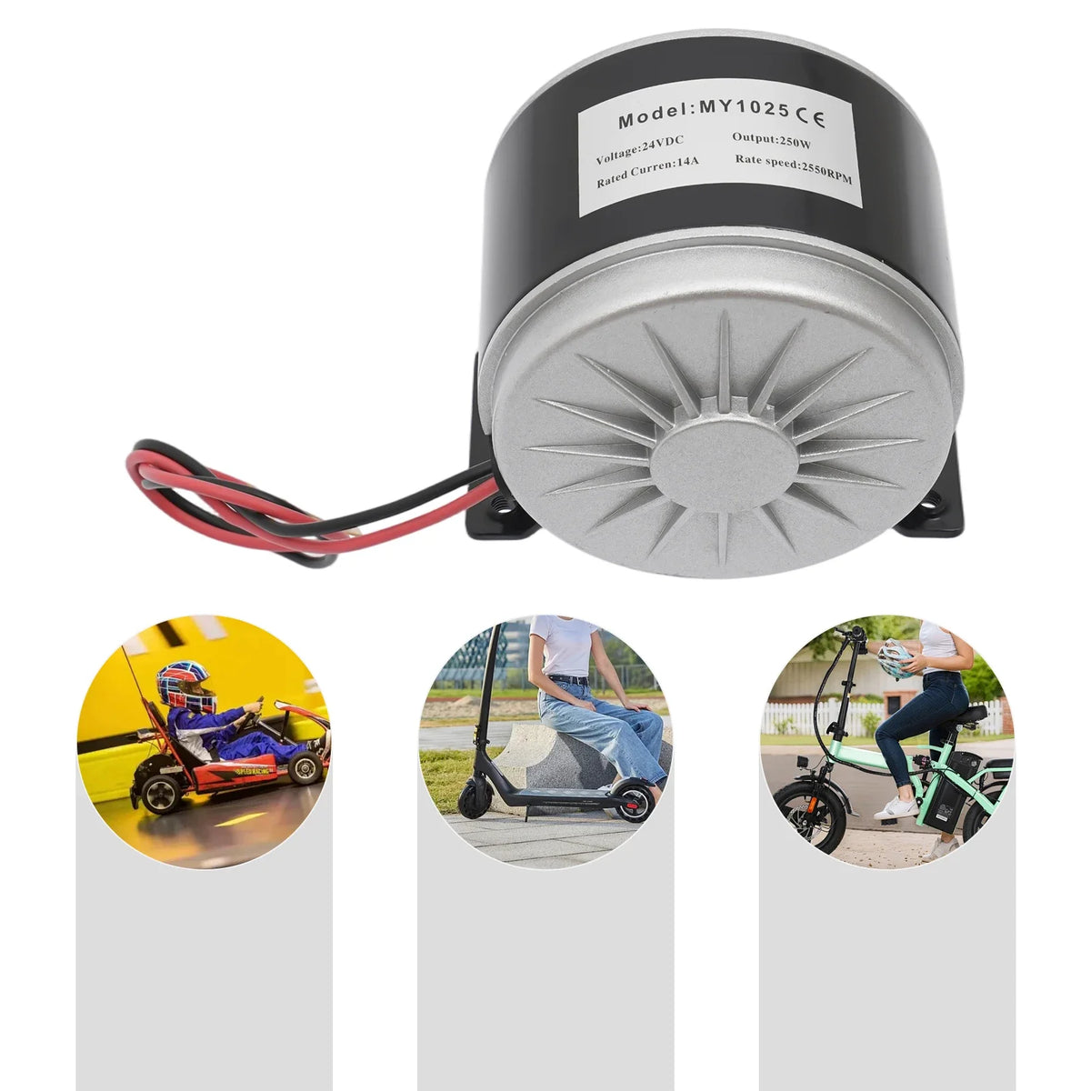 250w 24v Pure Copper Electric Scooter Motor, Brushed E-Bike Motor Lightweight Chain Drive Motor for E-Scooter Mini Motorcycle