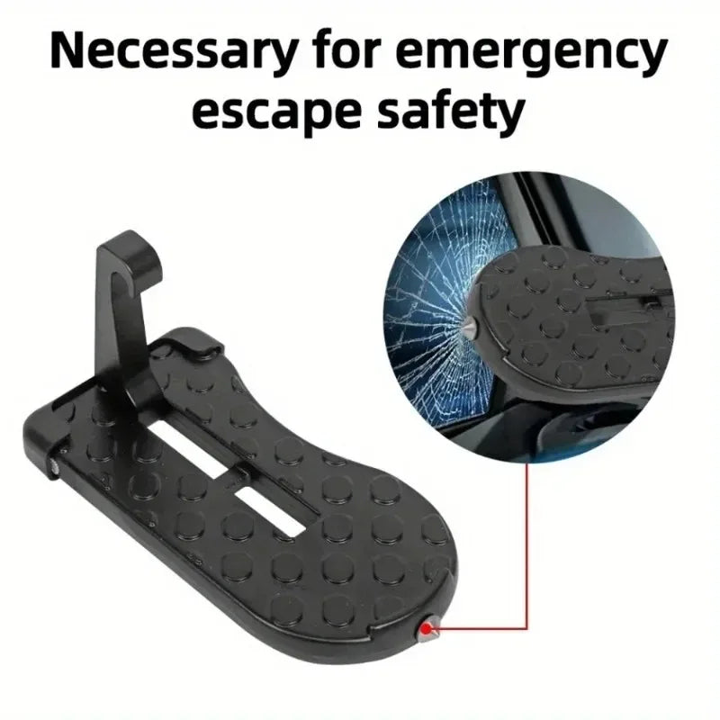 Foldable Aluminum Car Door Step with Safety Hammer