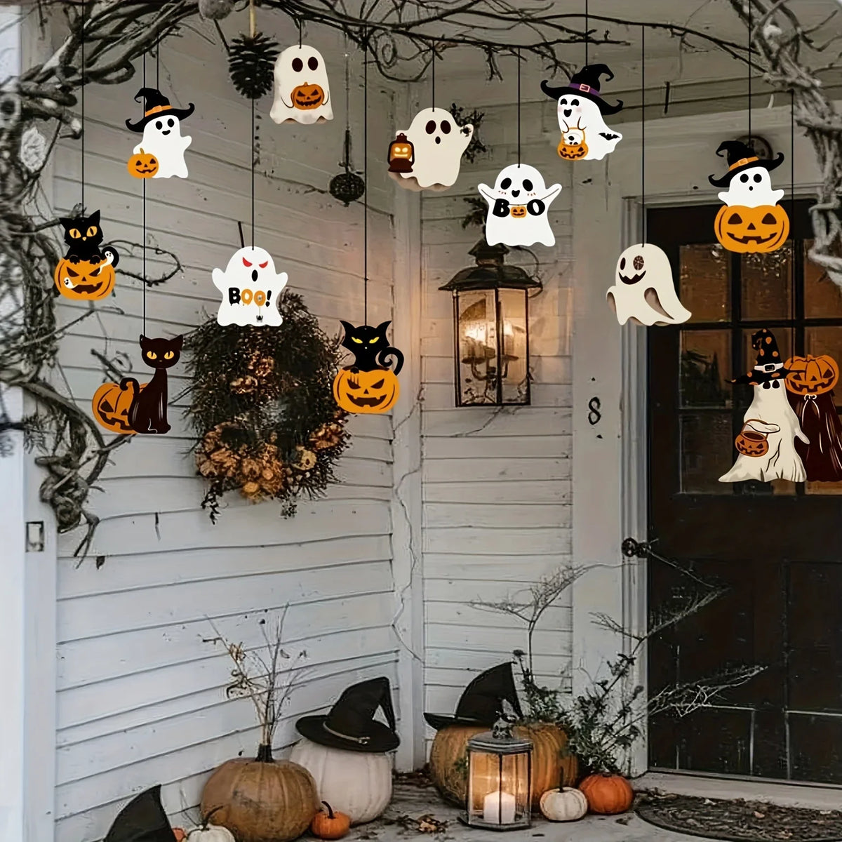 12 Cute Paper Halloween Ghost Decorations