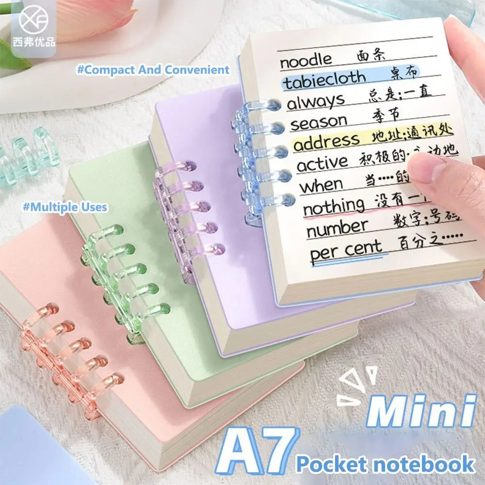 A7 80 Sheets Portable Pocket Notebook Simple Loose-leaf Square Notepad Horizontal Line Inner Page Memo Pad Diary Book