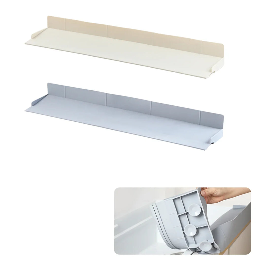 70cm Kitchen Sink Water Baffle Splash Guard with Suction Cups Cream White/Gray