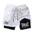 Men's Compression Gym Shorts, EVERLAST Printed Sports Pants, Double Layered, Quick Drying, Basketball, Muscle, Fitness RL0365