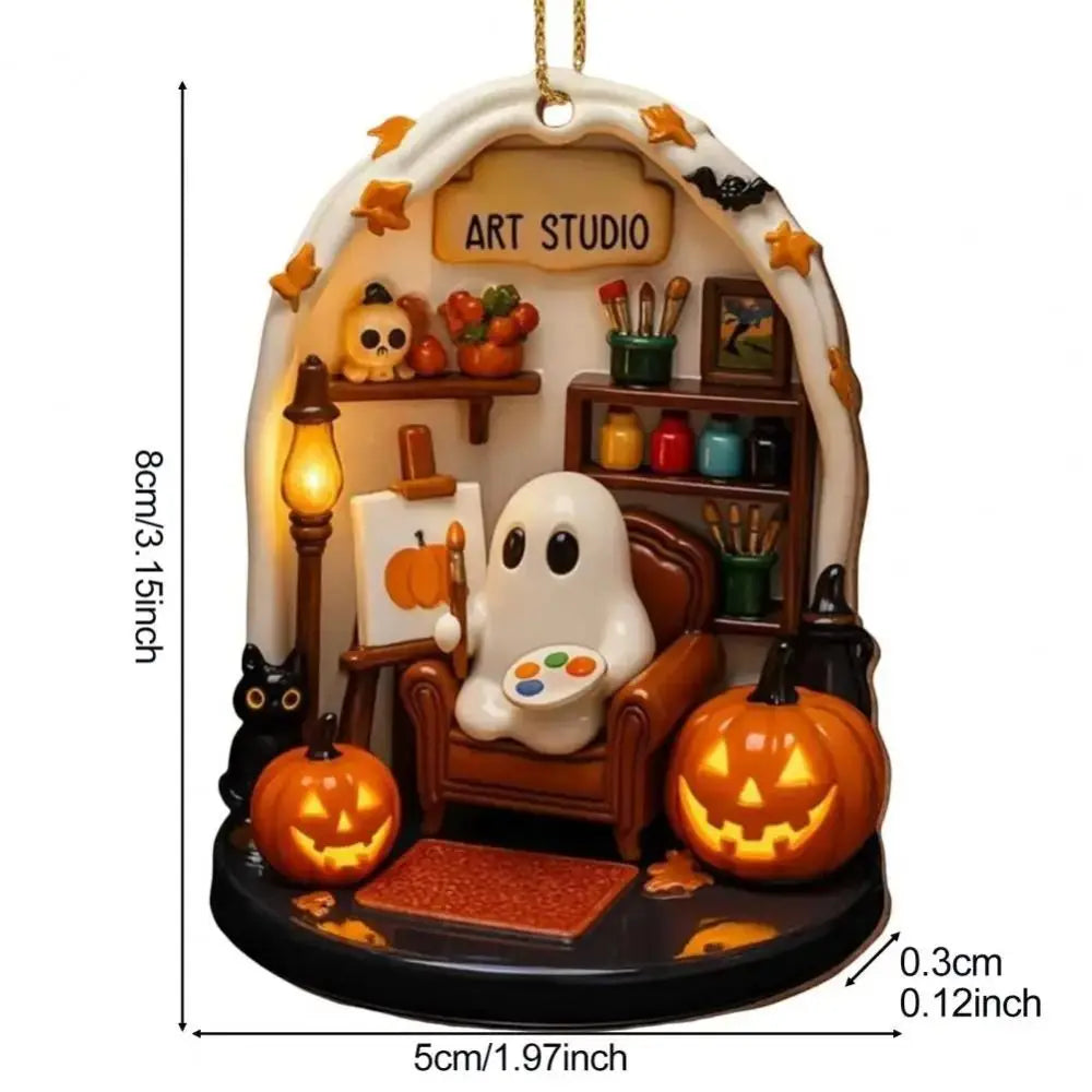 2D Halloween Ghost Hanging Ornament - 8 x 5 cm