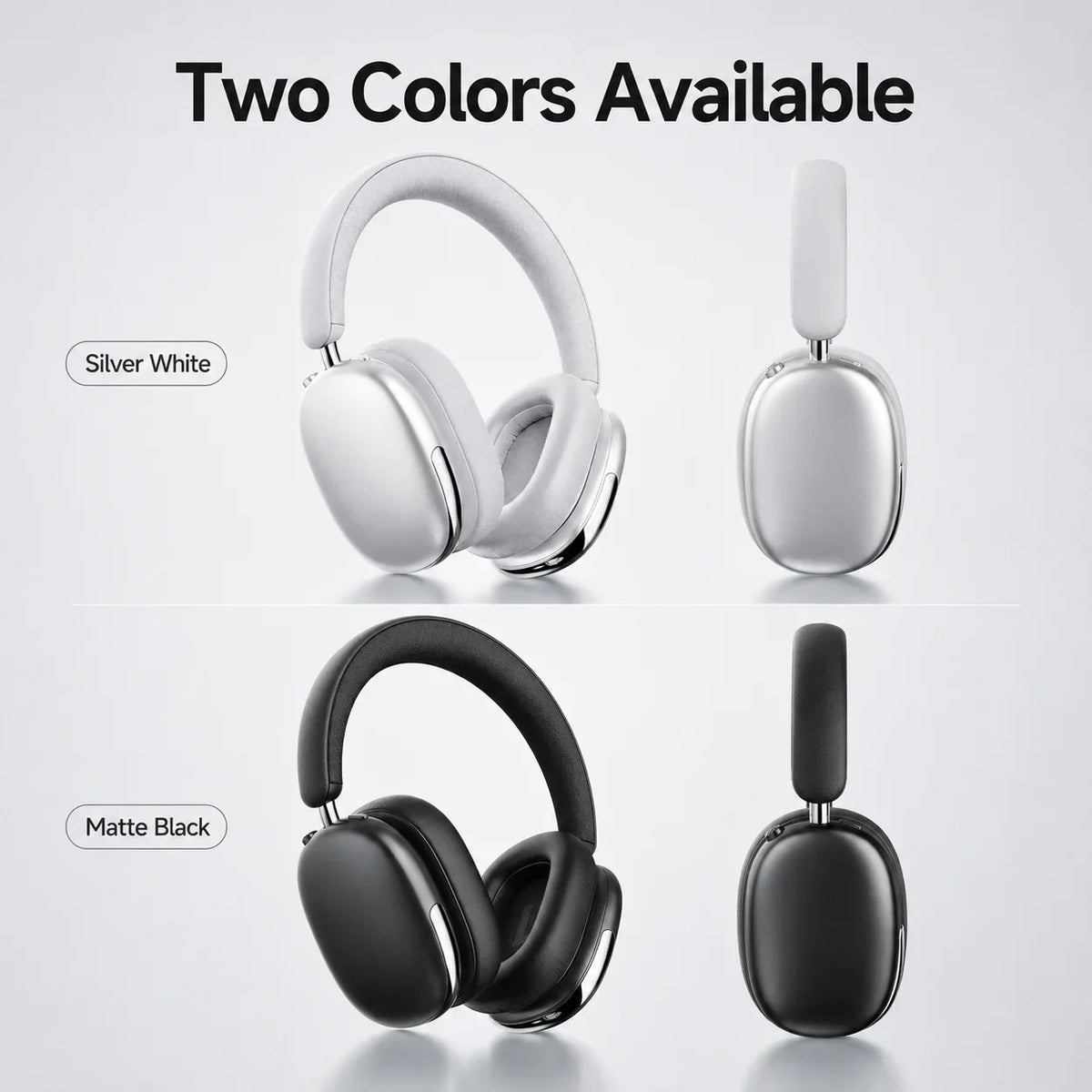 Hybrid ANC Headphones Bluetooth 5.4 Wireless Earphones Over Ear Noise Cancelling Headset 40mm Driver HiFi Stereo 50H Playtime