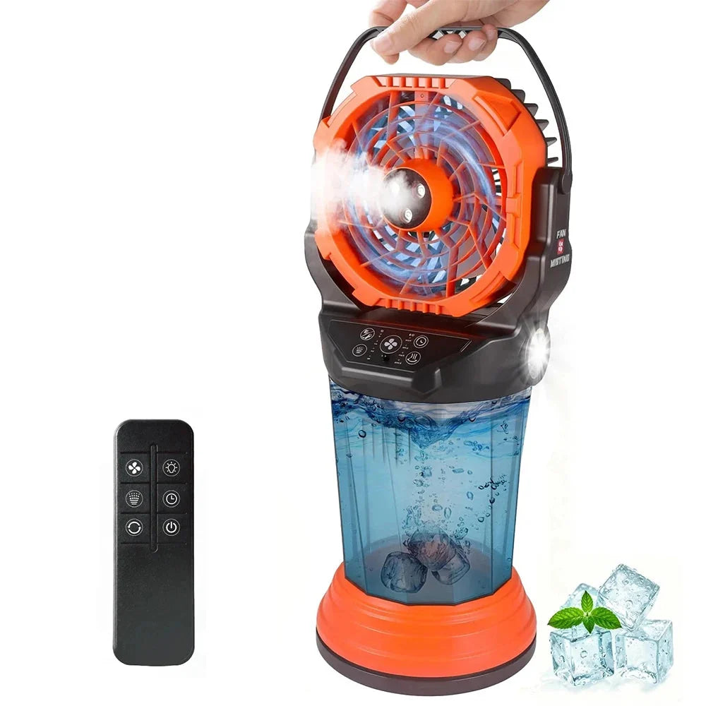 TaskStar 2-in-1 Portable Misting Fan - 33,000mAh Battery, 2L Tank, Remote Control, RGB Lighting, 120° Auto-Oscillation
