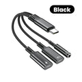 PD 60W Type C to Dual Type C 3.5mm Headphone and Charger Adapter 3 In1 USB C to AUX Audio Jack Dongle Cable For Samsung IPhone16