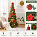 Foldable Integrated Artificial Christmas Tree with Ornaments LED Lights Exquisite 180CM Christmas Tree Home Christmas Decoration