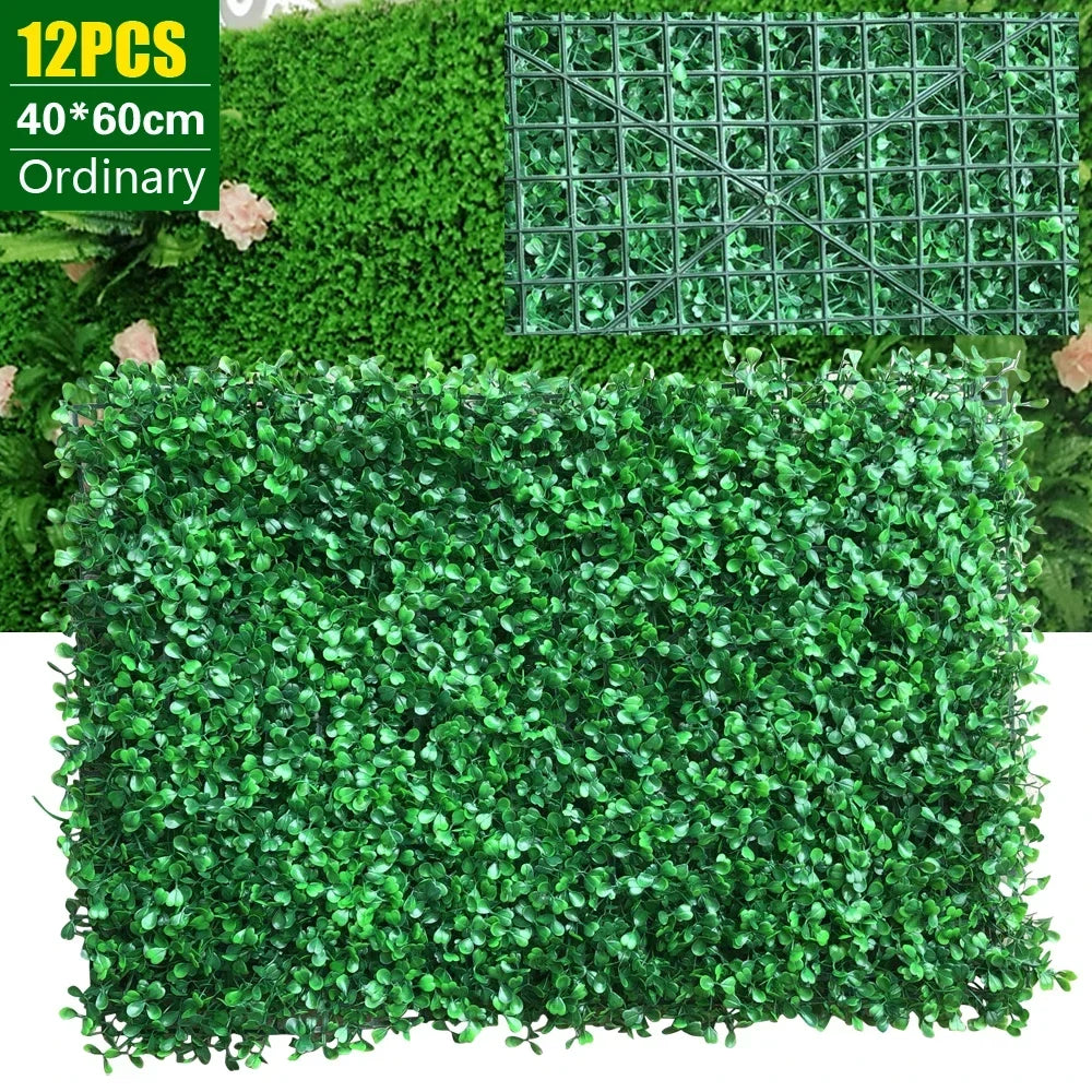12-Piece Artificial Boxwood Hedge Panels, 60 × 40 cm
