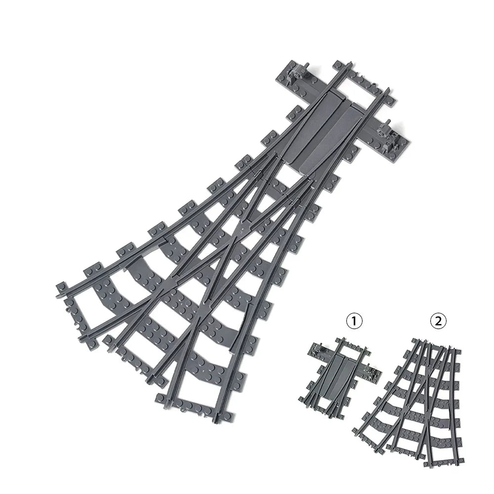 City Trains Flexible Tracks Forked Straight Curved Soft Rails Track Switch Building Block Bricks Kids DIY High-tech Creative Toy