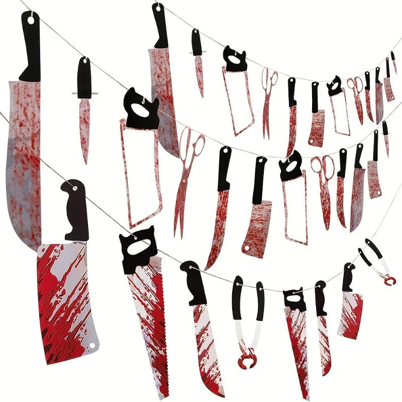 Bloody Halloween Banner - Scarlet Polyester Haunted-House Decor