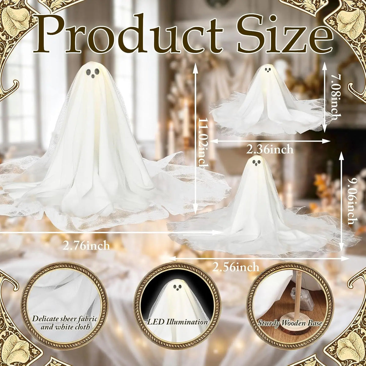 DIY Lighted Ghost Tabletop Halloween Decoration Kit