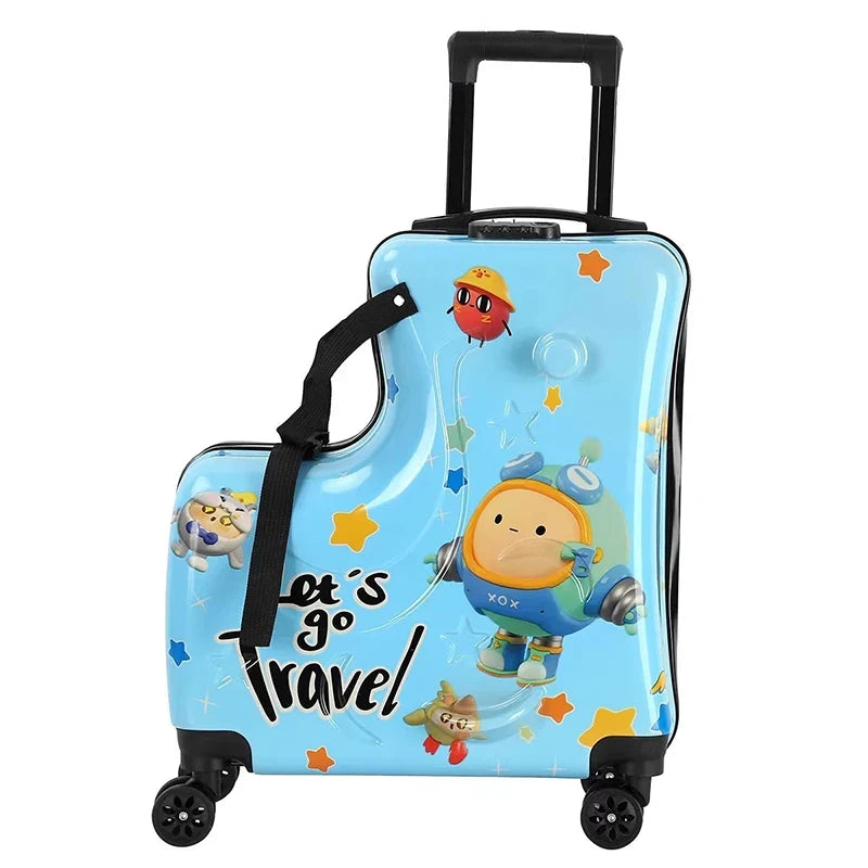 Children can Ride Suitcase Trolley Case can sit on the Wooden Horse Suitcase 20 inch can Boarding Universal Wheel Password Box
