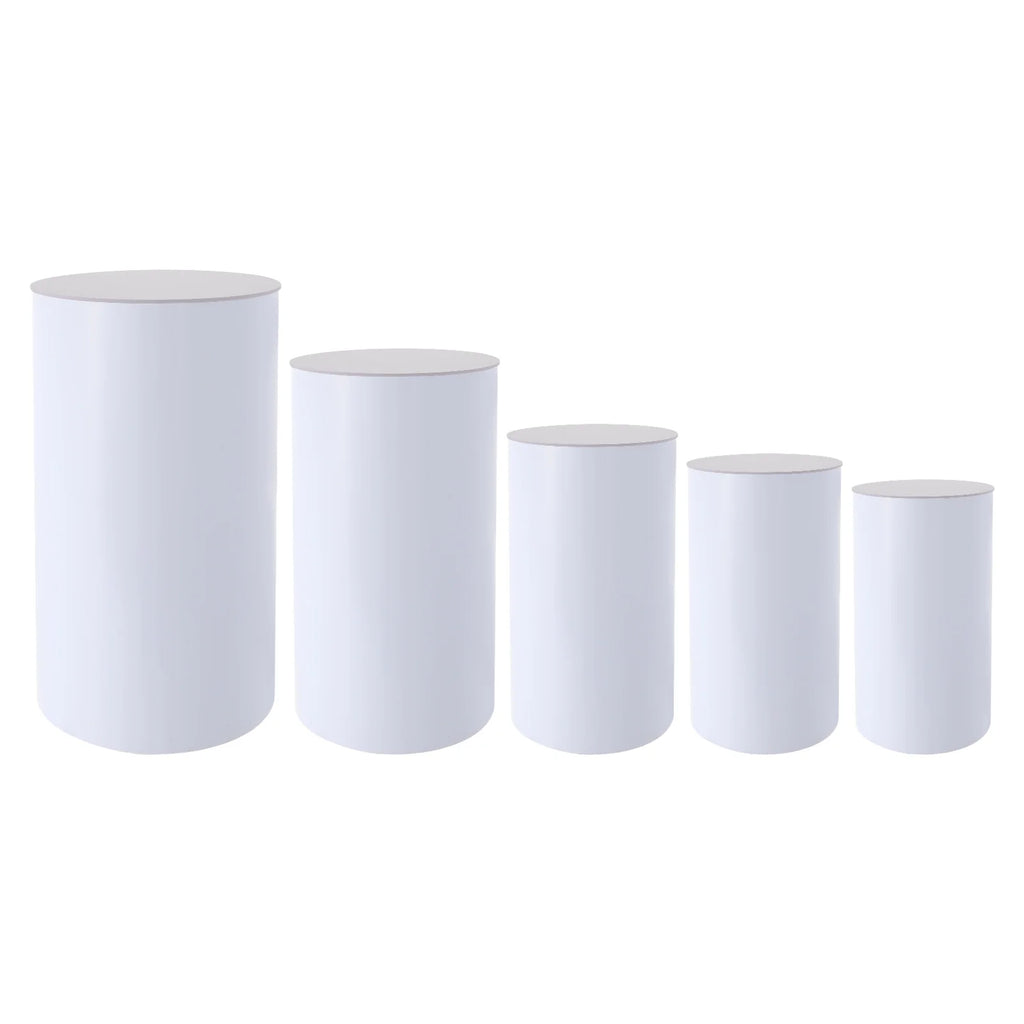 5-Piece White Cylinder Dessert Display Stand Set