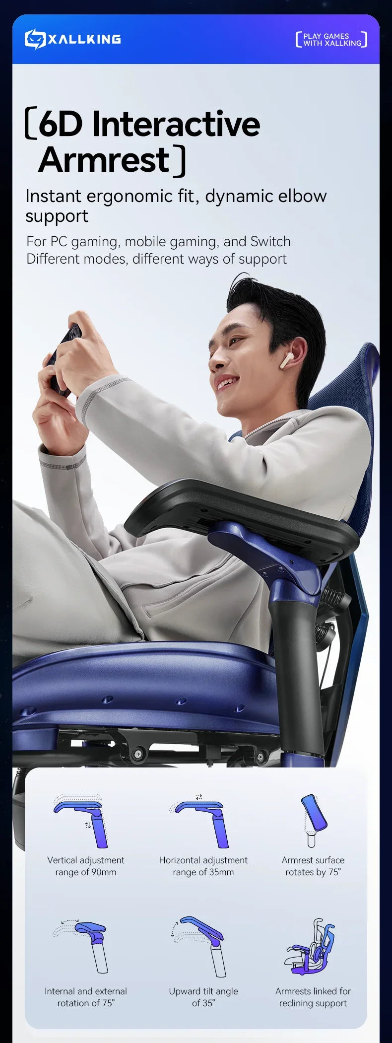 【CHIMU HOME】 SIHOO X3Pro Blue-Purple-Red Gradient Ergonomic Gamer Chair for Esports Gaming High Back Computer Chair