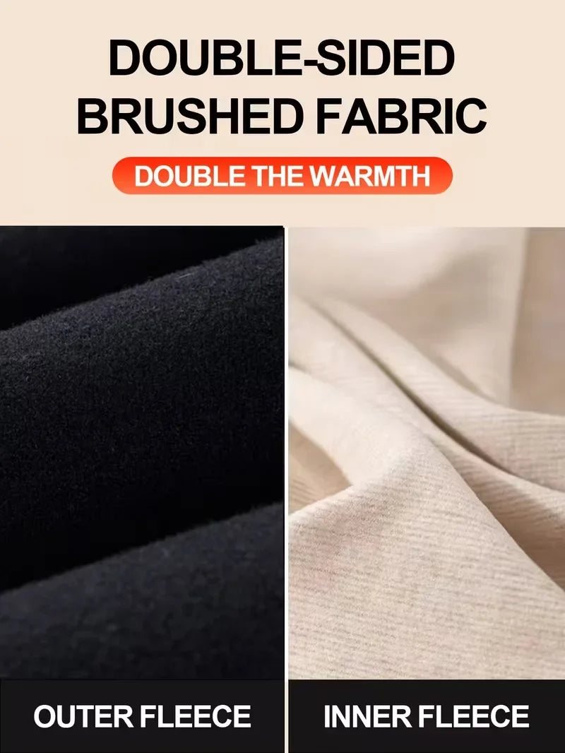 Winter Fleece Inner Straight Wide Leg Trousers High Waisted Straight Pant Suitable For Work Professional Style Plus Size Legging