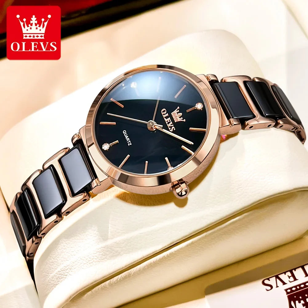 OLEVS 5877 Women’s Ceramic Bracelet Quartz Watch