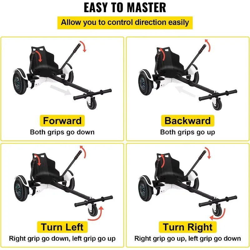 【2026】Hoverboard Seat Attachment 200lbs Capacity, 26"-34.5" Adjustable Length Hover Board Go Kart Accessory W/Comfortable&Sturdy