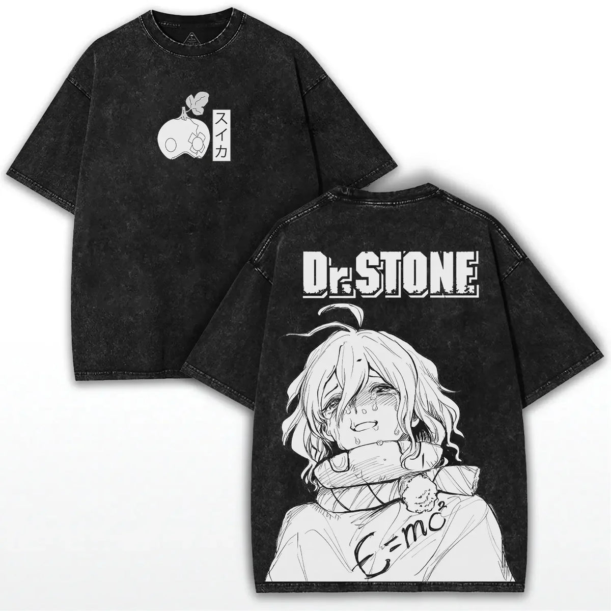 Suika Dr.STONE Anime Asagiri Gen Washed T-shirt Oversized Tee Shirt Summer Short Sleeve Cotton Tops Men Women Clothing
