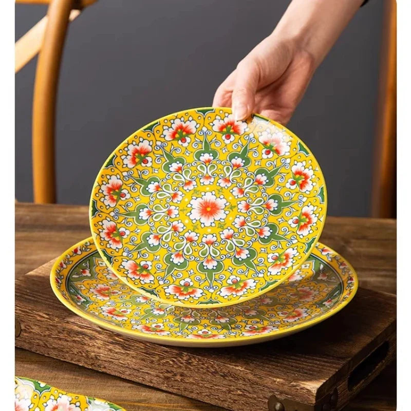 Ceramic Tableware Set Rice Bowl Serving Plate Creative Cutlery Soup Plate Noodle Handle Bowl Sauce Dish Steak Salad Fruit Plate