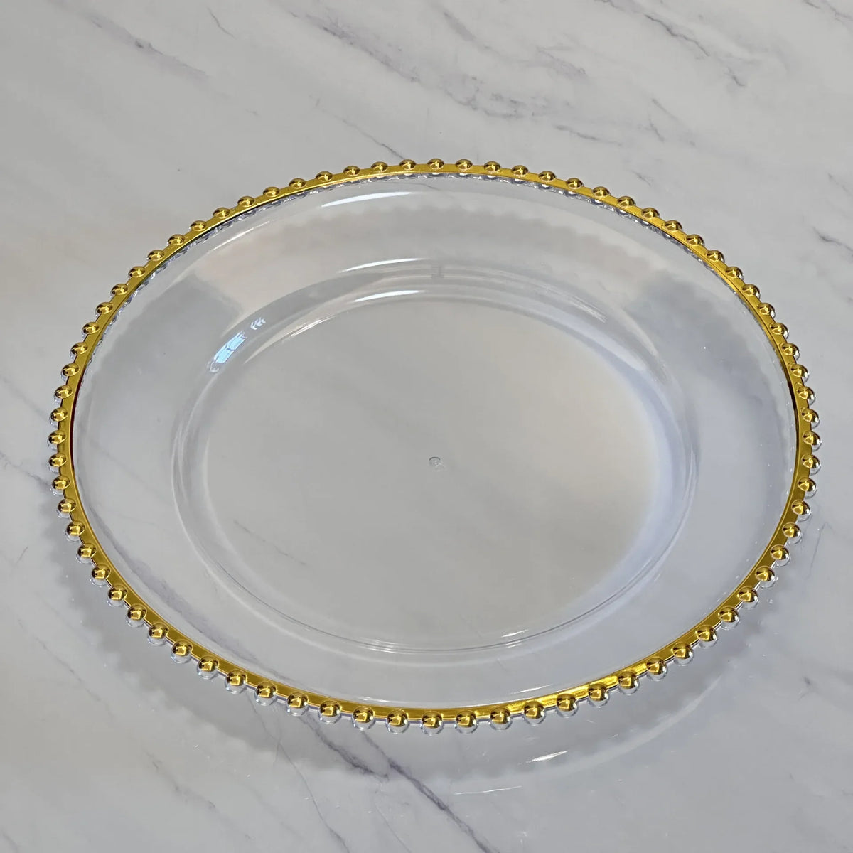 Nordic Style Plastic Steak Plate Gold Rimmed Fruit Salad round Dish Western Dinner Party Dinnerware Plate Decorative