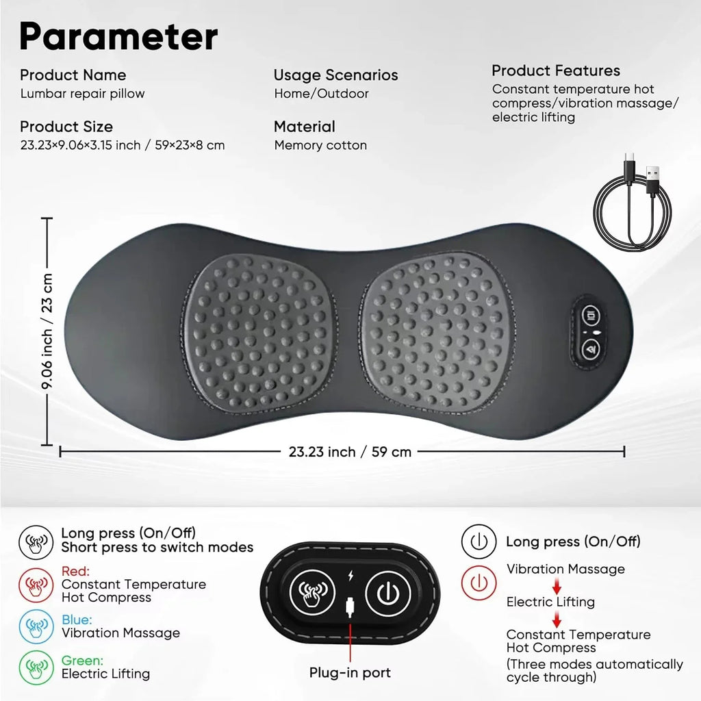 Multi-functional 3-in-1 Back Massager with Relief Bed Sleeping Shiatsu Deep Tissue Portable Shoulder Lower Back Pain Relief