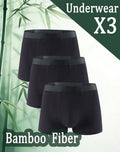 3Pieces Men's Bamboo Fiber Black Boxer Shorts Thin, Quick Drying Soft and Comfortable Men's Underwear Daily Casual Boxer Briefs