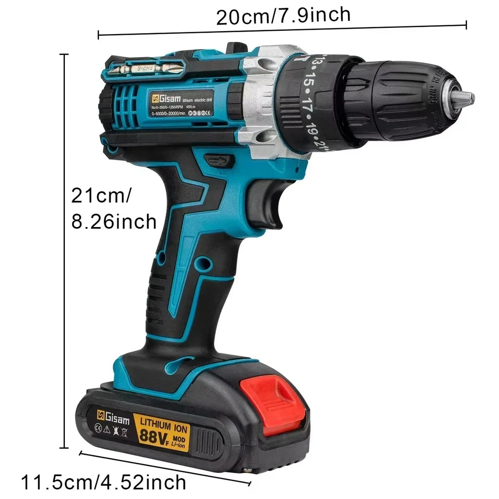 Gisam 21V Cordless Drill and Screwdriver, 28 N·m Torque