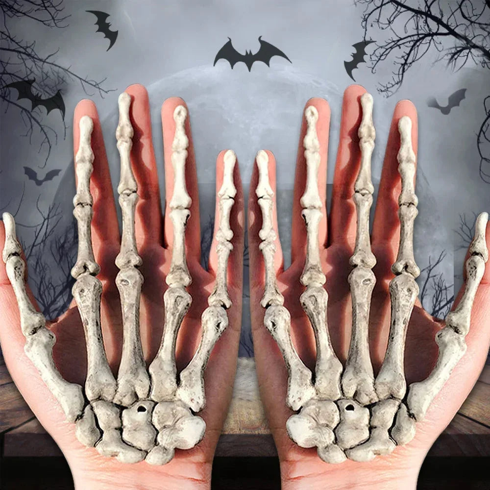 Plastic Skeleton Hand Decoration, 12 x 9cm, 2 or 4 Pieces