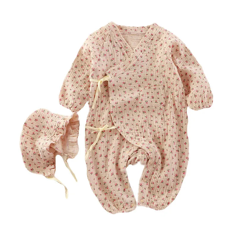 Baby Clothes Newborn Jumpsuit Girls Boys Muslin Cotton Long Sleeve Romper 0-24M