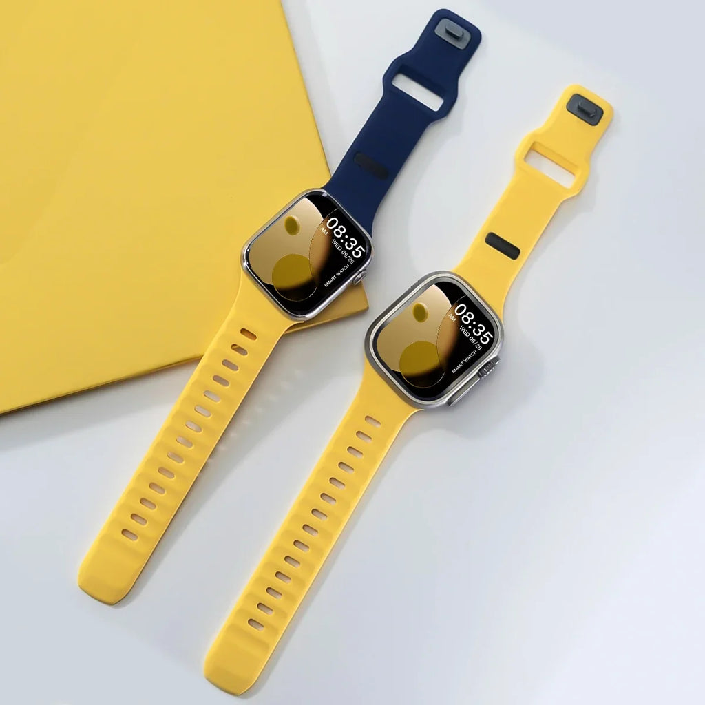Silicone Sport Band for Apple Watch Ultra 3/2 49mm 42 44 38 40 41mm Two Tone Adjustable Strap for Iwatch S11 10 9 8 7 6 SE3 Belt