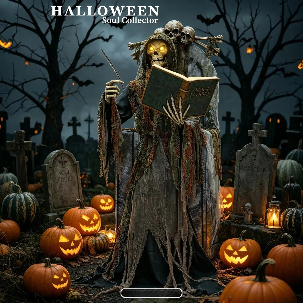 Large Animated Soul Reaper Skeleton Halloween Decoration, 213cm