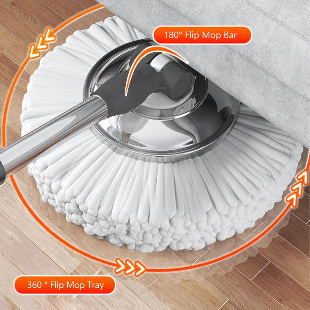 Spin Mop Bucket 6 Microfiber Refills Household Cleaning Automatic Spin Mop Hand-Free Automatic Dehydration Mop for Home Cleaning