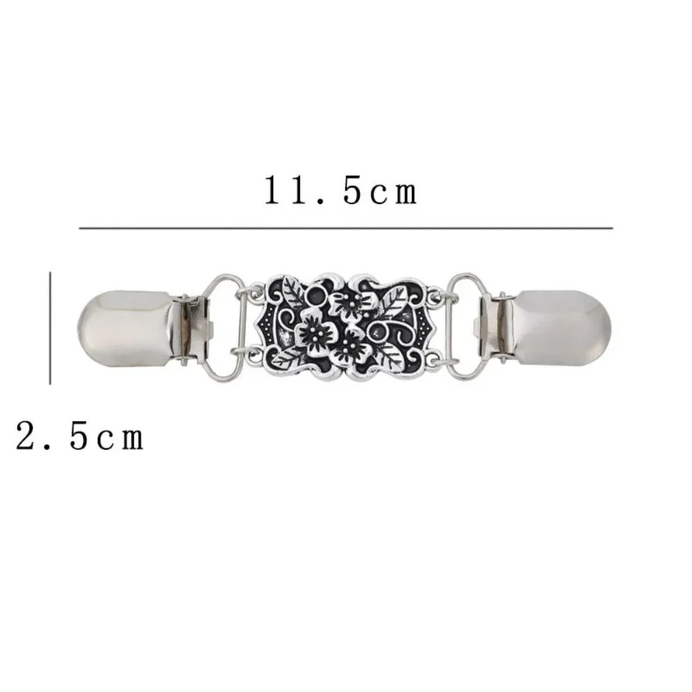 Retro Cardigan Clips Fasteners Flower Pattern Back Cinch Clips Sweater Shawl Dress Collar Brooch Clips for Women Girls Clothing