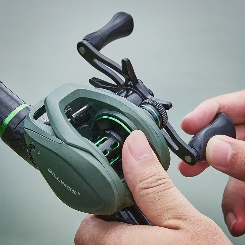 BILLINGS Baitcasting Fishing Reel 7.2:1 High Gear Ratio CNC Machined Spool, 8KG Max Drag Power Smooth Casting Baitcaster Reel for Freshwater Saltwater Bass Trout Fishing