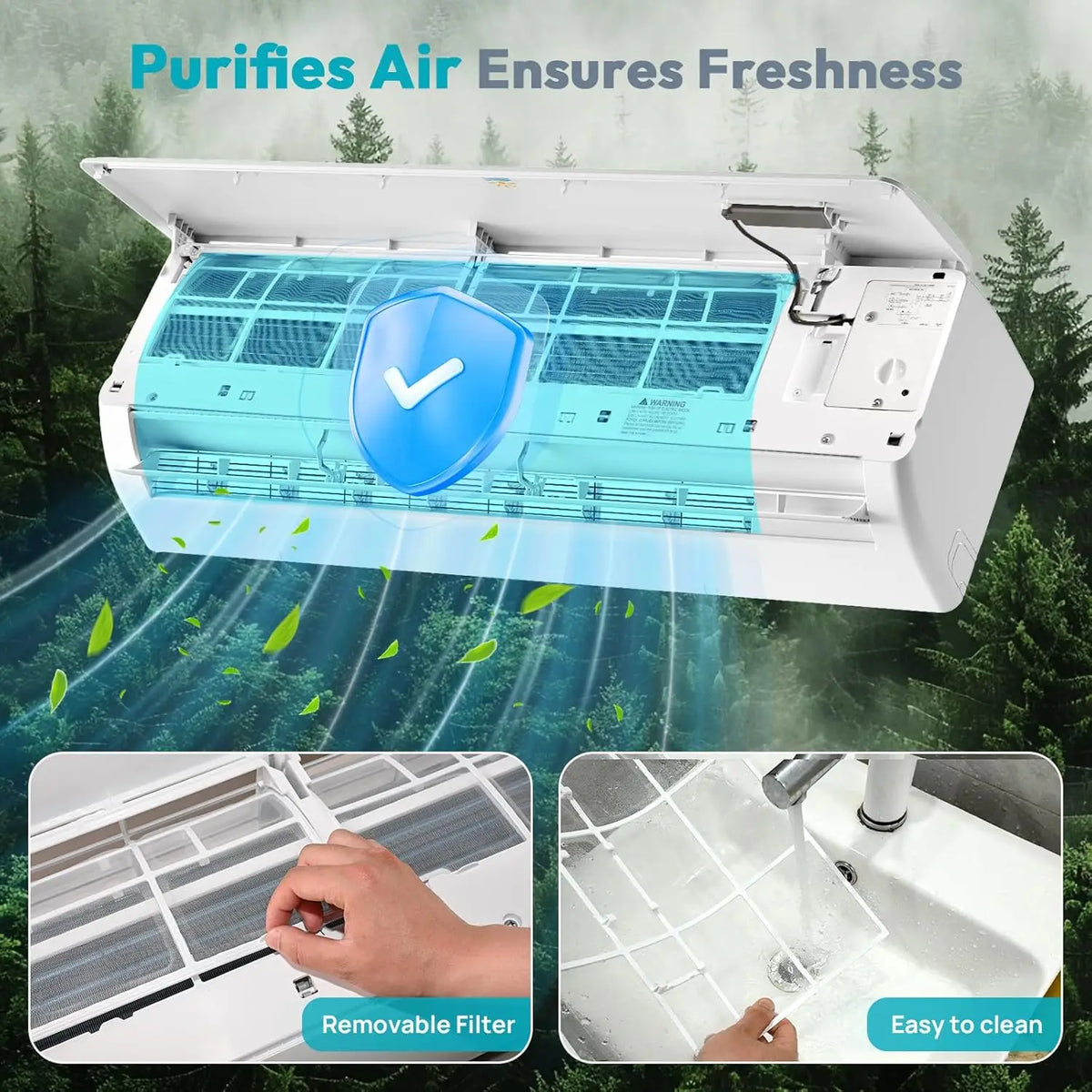 12000 BTU Mini Split Ac/Heating System, 19 SEER2 115V Air Conditioner Inverter Heating and Cooling, Wall Mounted, Custom