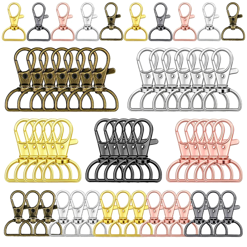 8/15/25/50/80Pcs Swivel Snap Hooks D-Ring KeyChain Clips Lanyard Lobster Claw Clasps Key Ring Making Wallet Hardware DIY Crafts