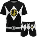 2026 Summer New Bandai Power Rangers Tee Shorts Men Women Oversized Breathable Quick Drying Fitness Running Sportswear Set ﻿