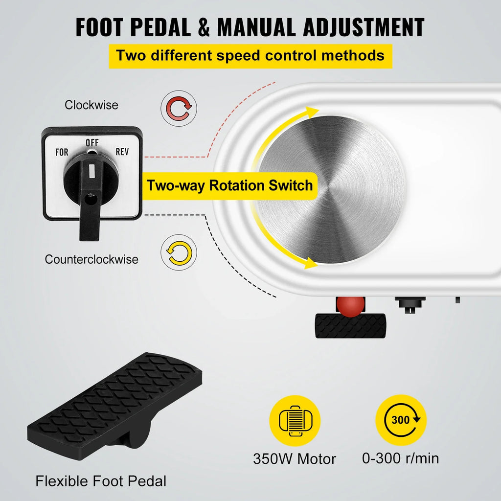 SucceBuy 350W Electric Pottery Wheel with Foot Pedal