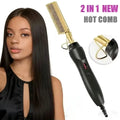 2 in 1 Electric Hot Heating Comb Hair Straightener Curler Wet Dry Hair Iron Straightening Brush Hair Styling Tool