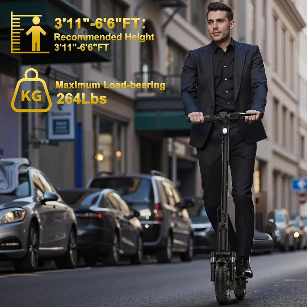 10" Adult Electric Scooter 500W Brushless Motor 22Mph Max Speed 28Miles Max Range Double Suspension & Dual Braking Waterproof Smart App Control for Commuting