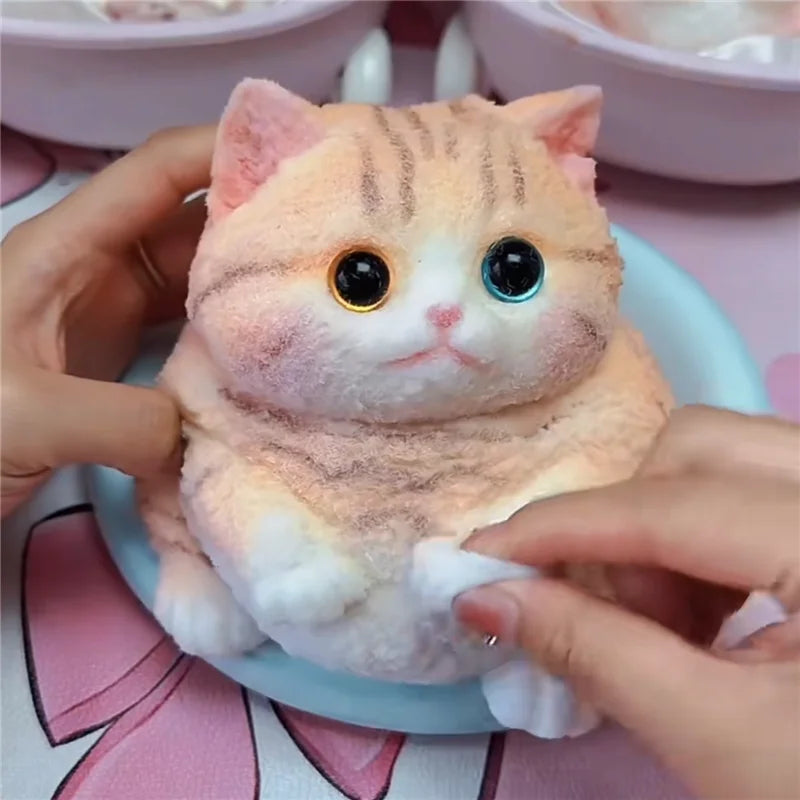 Cute Kawaii Cat Squishy Soft Silicone Stress Relief Squeeze Toy Anxiety Relief Desk Buddy Gift for Kids Adults Desk Decor Gift