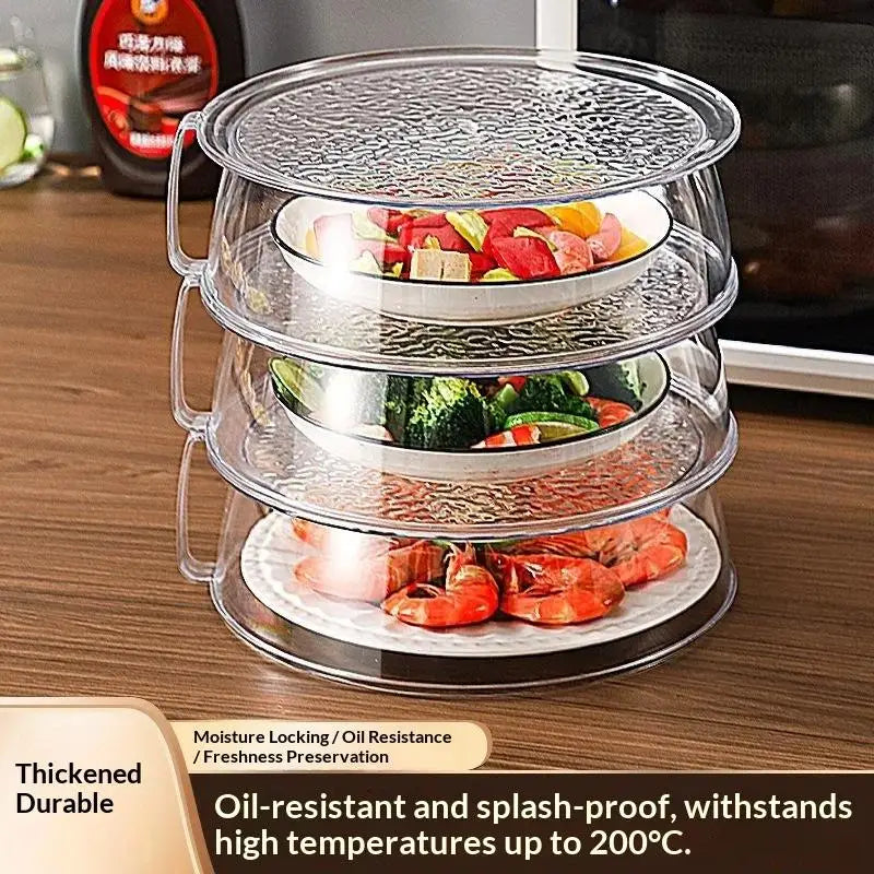BPA Free PC Microwave Splatter Cover Heat Resistant With Handle Food Dish Shield for Kitchen Cooking Use