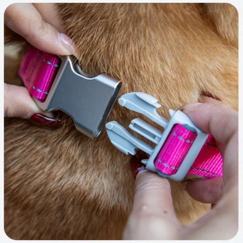 Dogs Collar Dog Choker Adjustable Dog Chain Reflective Nylon Fabric Pet Collars for Small Medium Large Dogs