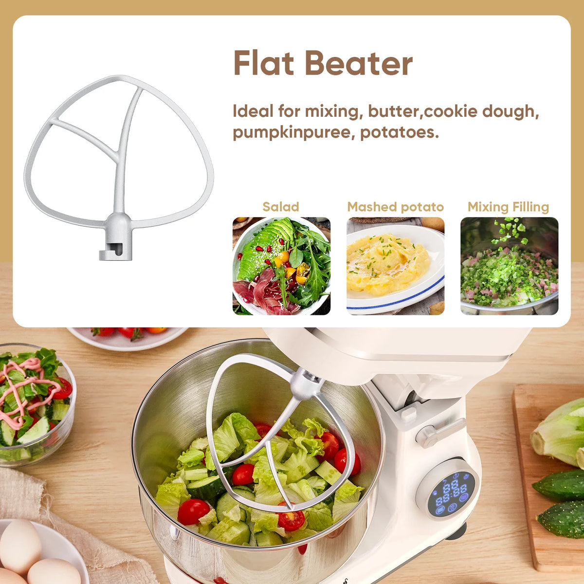BioloMix BM602E 5L Stand Mixer, 1200W, OLED Touchscreen