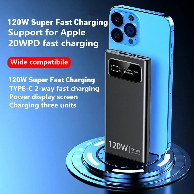 Lenovo 500000mAh Power Bank 120W High Capacity Digital Display Super Fast Charging Powerbank For iPhone Huawei Samsung 2026 New