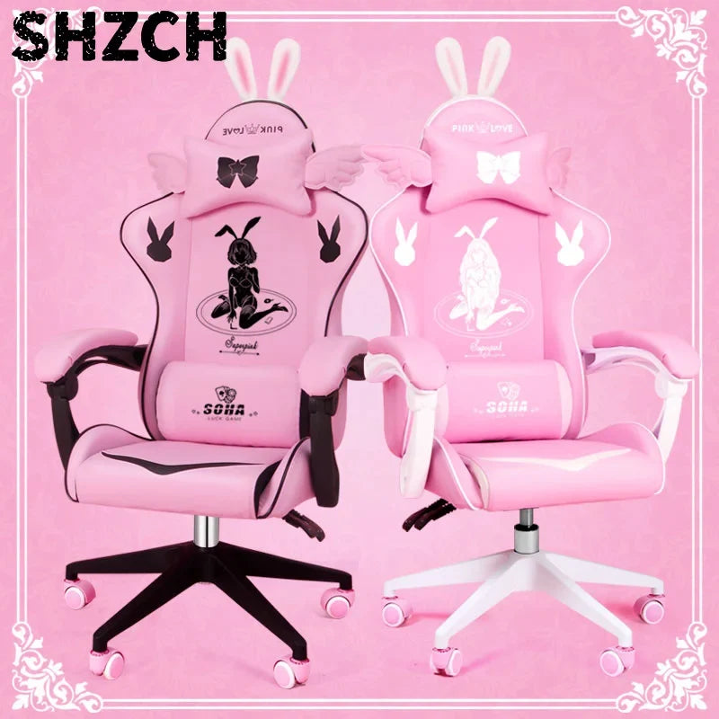 Pink gaming  High-quality girls cartoon home live Gamer  comfortable Swivel  Adjustable office computer Chair