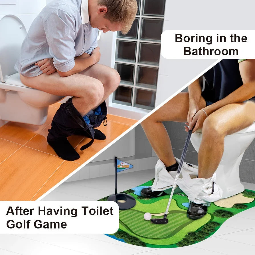 Household Toilet Leisure Golf Scene Leisure Entertainment Sports Toy Toilet Mini Set Putting Pad Swing Trainer