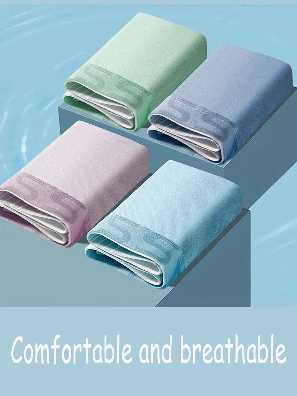 4 Pieces of Men's Underwear Fashion Trend Ice Silk Material Multi-Size 4 Color Combination Men's Boxer Briefs