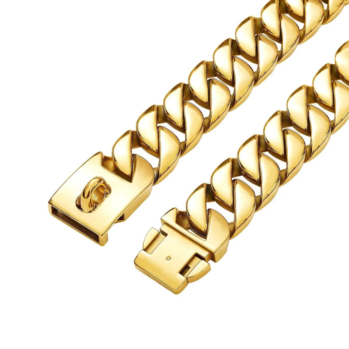32mm Strong Stainless Steel Cast Gold Dog Collar Solid Buckle Necklace Bully Fighting Large Dog Dog Chain